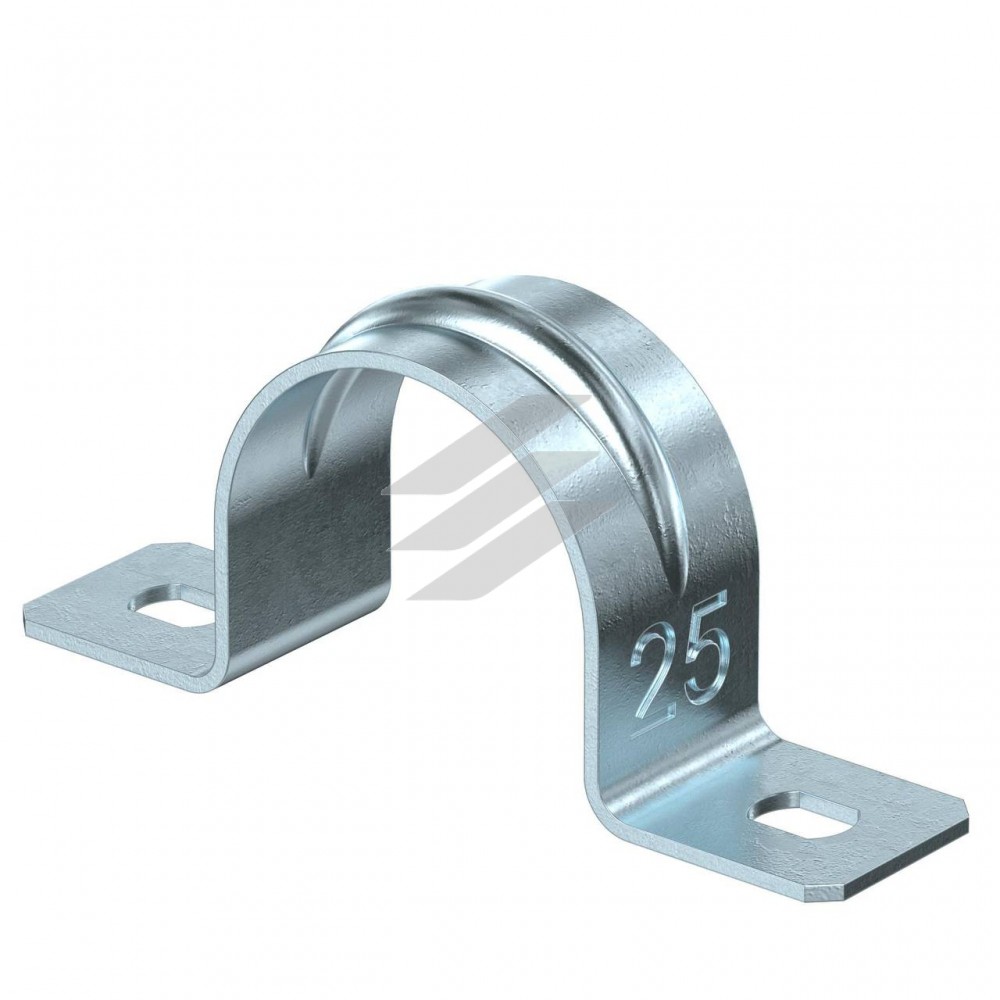 Скоба двохлапкова для кріплення труб та металорукава ø25мм, Stilma